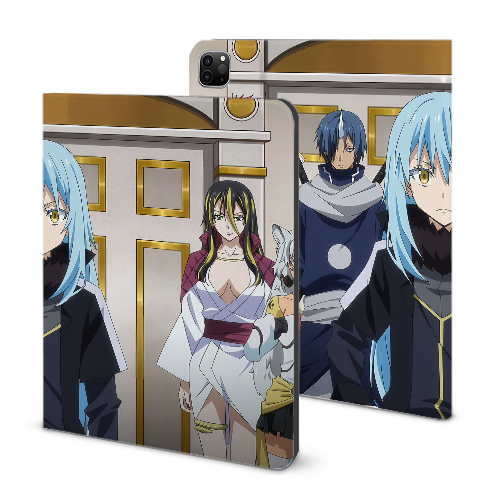 （画像用） 転スラ Regarding Reincarnated to Slime IPad ケース ブック型 PUレザー TPU 耐衝撃 軽量 薄型 ペン収納なし 全面保護 IPad 各モデル対応